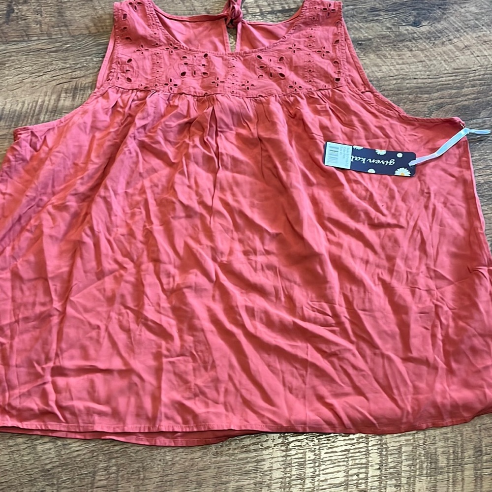 Coral sleeveless blouse